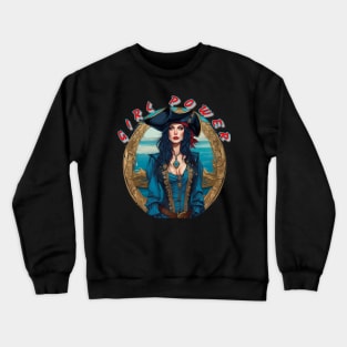 Girl power, blue eyed pirate lady Crewneck Sweatshirt